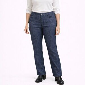 NYDJ Curves 360 Linen Blend Striped Trousers Size 16 NWT